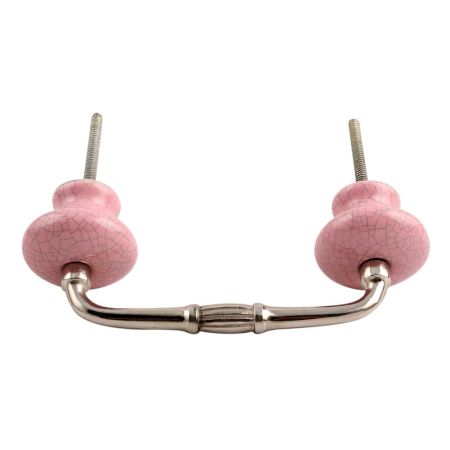 Pink and  Black Crackle Ceramic Bridge Handle